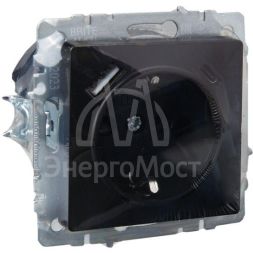 Розетка BRITE РЮш11-1-БрЧ 16А с USB A+C 18Вт с заземл. защ. шторки черн. IEK BR-R14-16-U22-018-K02