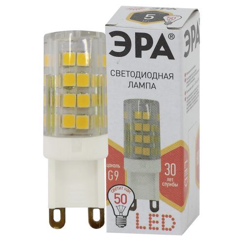Лампа светодиодная JCD-5w-220V-corn ceramics-827-G9 400лм ЭРА Б0027863