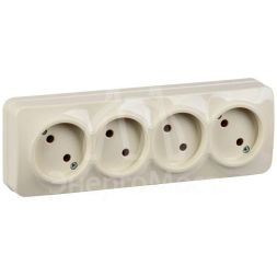 Розетка 4-м ОП GLORY РС24-2-ХК 10А без заземл. крем. IEK ERH40-K33-10