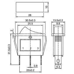 Выключатель клавишн. 250В 15А (3с) ON-OFF красн. с подсветкой (RWB-404; SC-791; IRS-101-1C) Rexant 36-2210