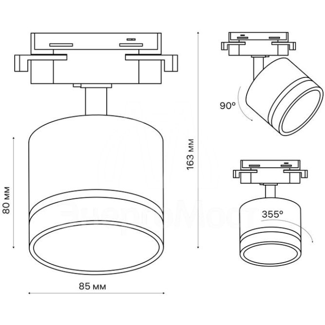Светильник трековый ARTLINE поворотный 85х85х80мм GX53 230В алюм./пластик. 4кв.м хром. Ritter 59867 5