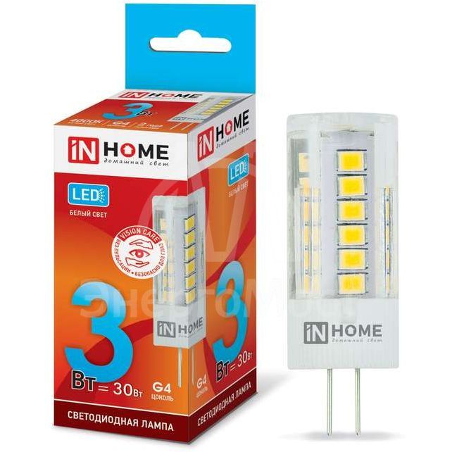 Лампа светодиодная LED-JC-VC 3Вт 12В G4 4000К 260лм IN HOME 4690612019796
