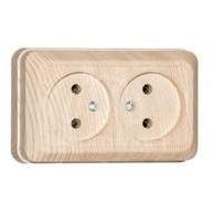 Розетка 2-м ОП Олимп 16А сосна UNIVersal 5560858