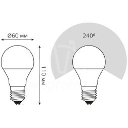 Лампа светодиодная Elementary A60 12Вт E27 3000К 1/10/40 Gauss 23212
