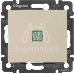 Механизм выключателя 1-кл. СП Valena 10А IP31 250В с зел. индикацией сл. кость Leg 774310