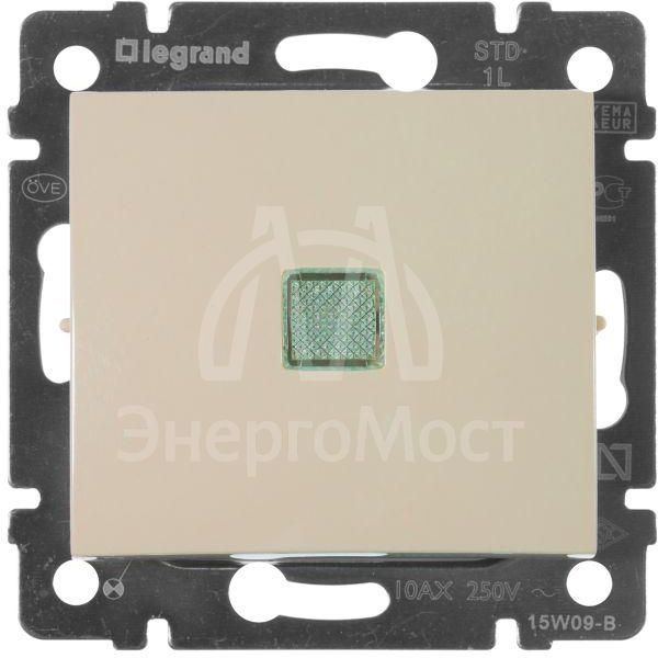 Механизм выключателя 1-кл. СП Valena 10А IP31 250В с зел. индикацией сл. кость Leg 774310