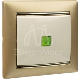 Механизм выключателя 1-кл. СП Valena 10А IP31 250В с зел. индикацией сл. кость Leg 774310