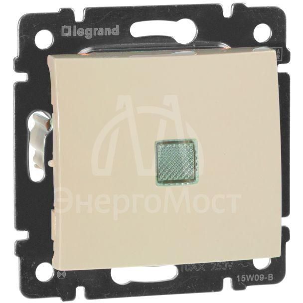 Механизм выключателя 1-кл. СП Valena 10А IP31 250В с зел. индикацией сл. кость Leg 774310