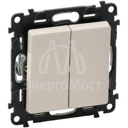 Механизм выключателя 2-кл. СП Valena Life 10А IP20 250В с лиц. панелью безвинт. зажимы сл. кость Leg 752505