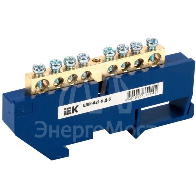 Шина нулевая на DIN-изол. ШНИ 6х9-8-Д-С IEK YNN10-69-8D-K07