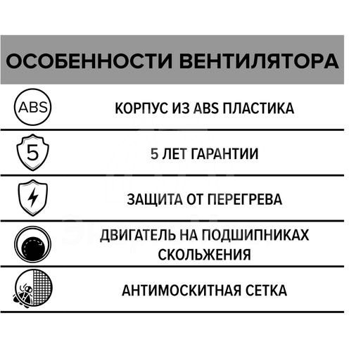 Вентилятор вытяжной осевой 150мм сетка бел. ERA E 150 S