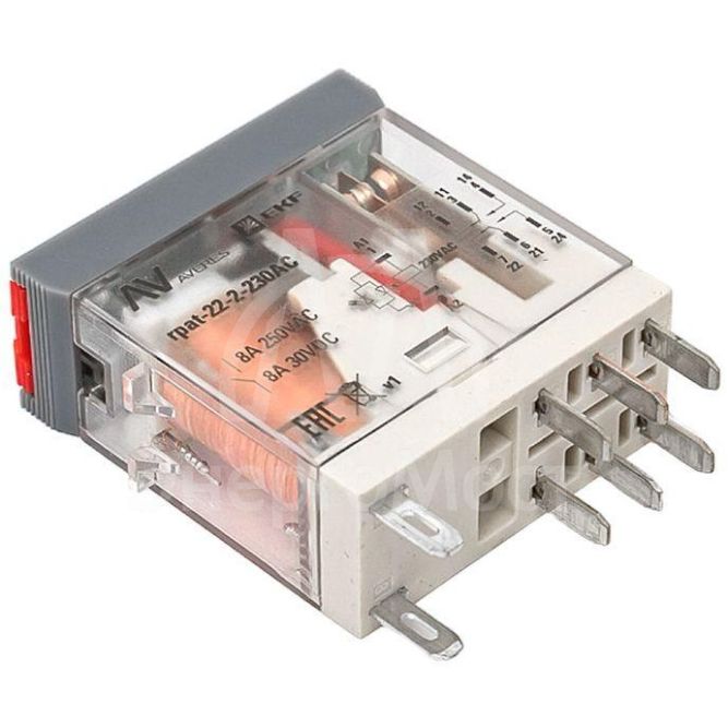 Реле промежуточное с кнопкой и мех. индикацией RPAt 22/2 8А 230В AC EKF rpat-22-2-230AC