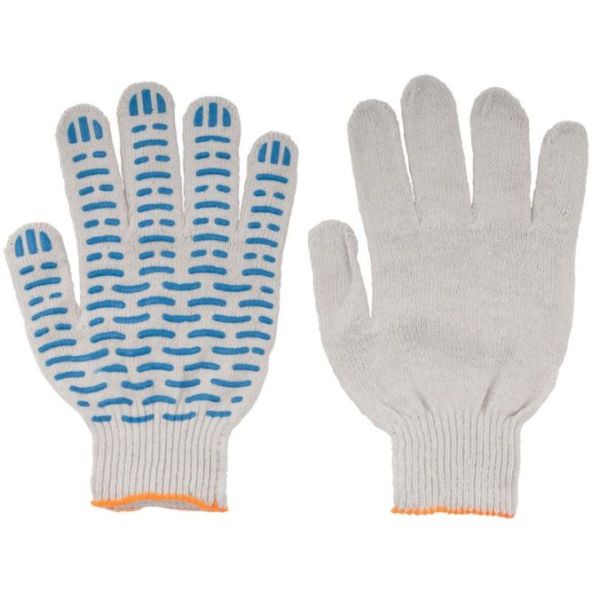 Перчатки вязаные &amp;quot;Волна&amp;quot; (4 нити) 10 класс вязки х/б с ПВХ 12491
