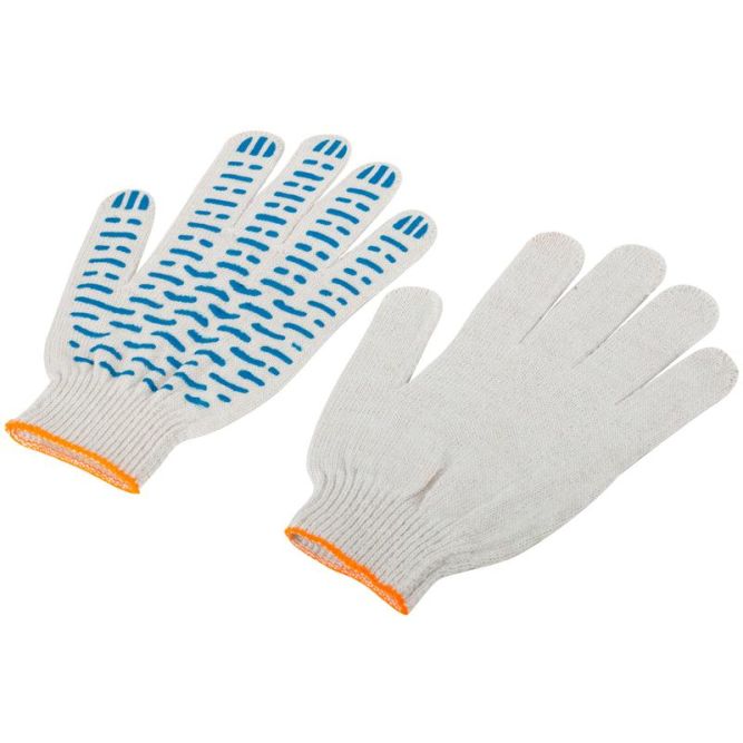 Перчатки вязаные &amp;quot;Волна&amp;quot; (4 нити) 10 класс вязки х/б с ПВХ 12491