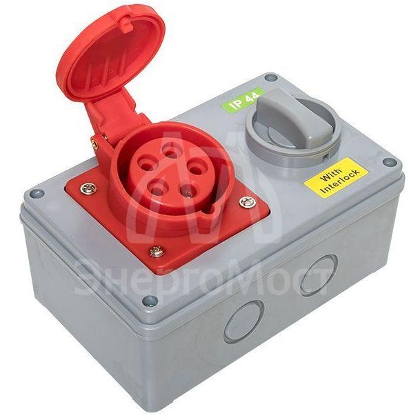 Розетка 1415 3Р+РЕ+N 16А 380В IP44 с блокировкой и выкл. EKF ps-1415-16-380