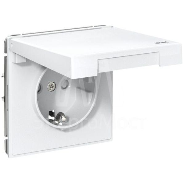 Розетка ArtGallery 16А IP44 с заземл. со шторками с крышкой быстрозажим. клем. механизм бел. SE GAL440146S