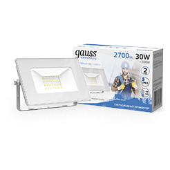 Прожектор светодиодный Elementary 30Вт 2100лм IP65 6500К бел. Gauss 613120330