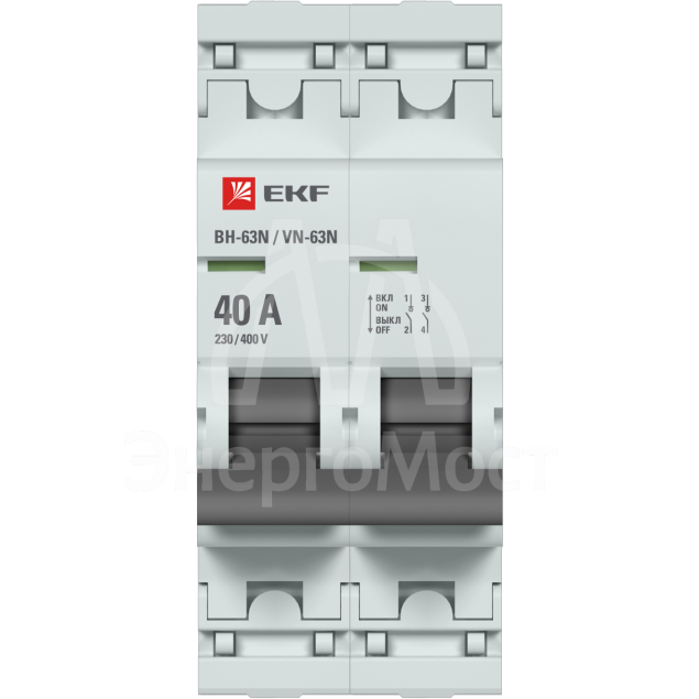 Выключатель нагрузки 2п 40А ВН-63N PROxima EKF S63240