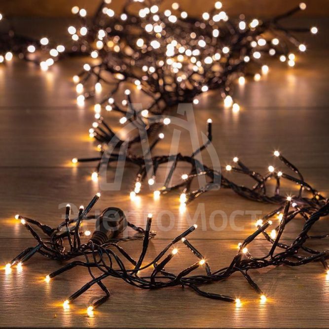 Гирлянда &amp;quot;Кластер&amp;quot; 3м 288LED тепл. бел. провод темн.-зел. IP20 Neon-Night 303-626