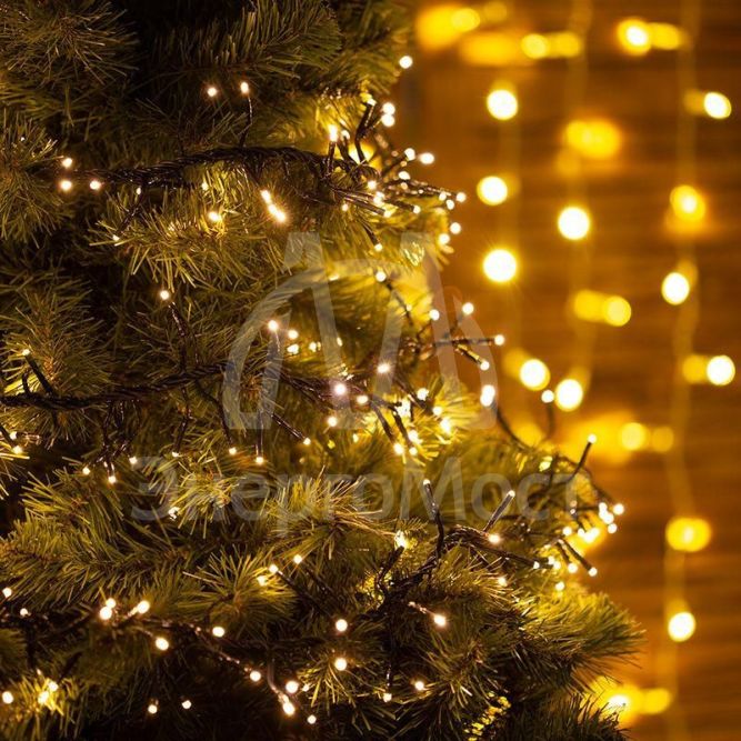 Гирлянда &amp;quot;Кластер&amp;quot; 3м 288LED тепл. бел. провод темн.-зел. IP20 Neon-Night 303-626