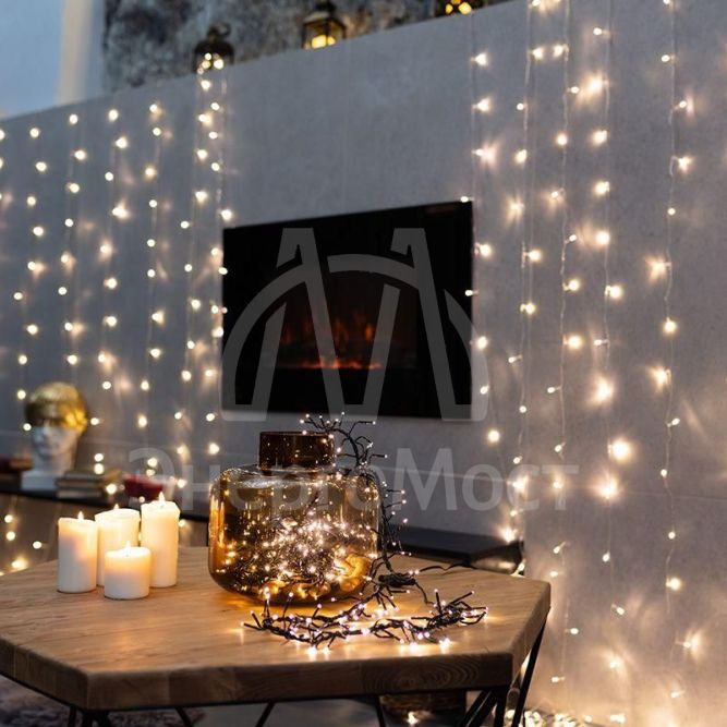 Гирлянда &amp;quot;Кластер&amp;quot; 3м 288LED тепл. бел. провод темн.-зел. IP20 Neon-Night 303-626