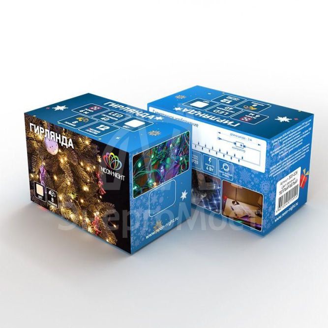 Гирлянда &amp;quot;Кластер&amp;quot; 3м 288LED тепл. бел. провод темн.-зел. IP20 Neon-Night 303-626