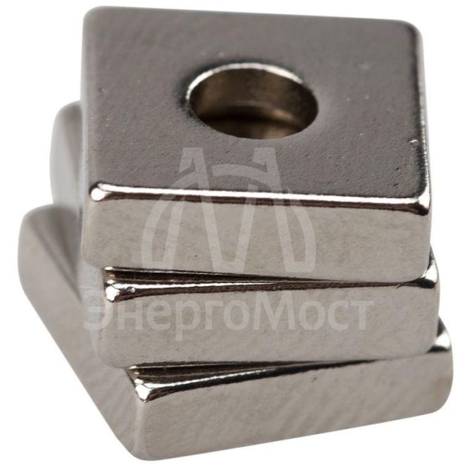 Магнит неодимовый прямоугольник 10х10х3мм с зенковкой 6х3.5мм (блист.3 шт) Rexant 72-3700
