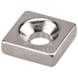Магнит неодимовый прямоугольник 10х10х3мм с зенковкой 6х3.5мм (блист.3 шт) Rexant 72-3700