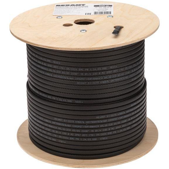 Кабель греющий (нагрев.) саморег. SRL16-2CR экранированный 16Вт/м 0.88кв.мм/105м 200м Rexant 51-0275