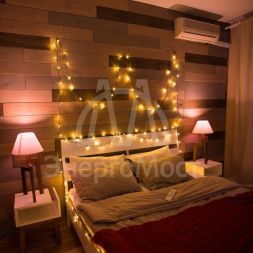 Гирлянда &amp;quot;ТВИНКЛ ЛАЙТ LED&amp;quot; (с контроллером 8 режимов) 4м 25LED 2Вт 220В IP20 тепл. бел. провод темн.-зел. ПВХ NEON-NIGHT 303-016