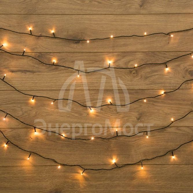 Гирлянда &amp;quot;ТВИНКЛ ЛАЙТ LED&amp;quot; (с контроллером 8 режимов) 4м 25LED 2Вт 220В IP20 тепл. бел. провод темн.-зел. ПВХ NEON-NIGHT 303-016