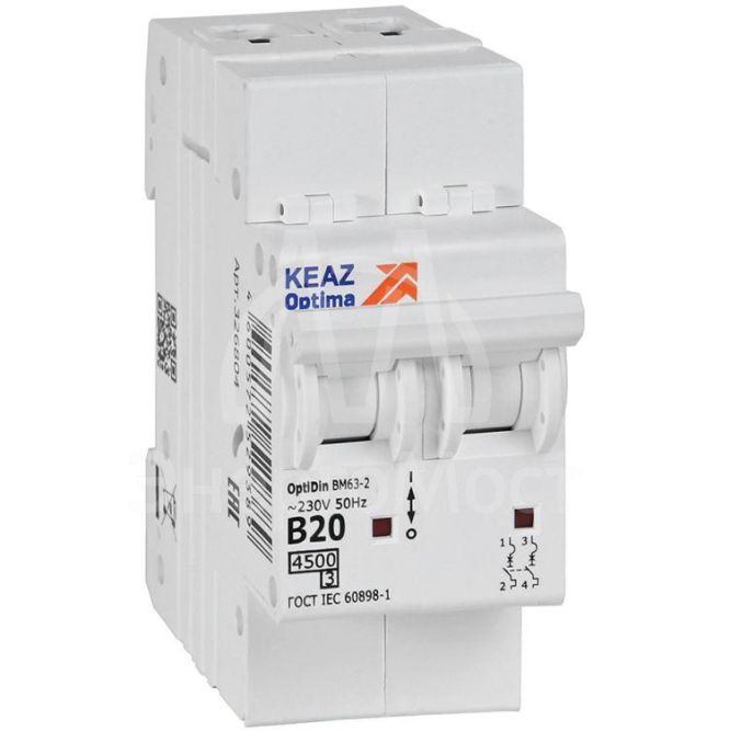Выключатель автоматический модульный OptiDin BM63-2B20-4.5-УХЛ3 КЭАЗ 329511
