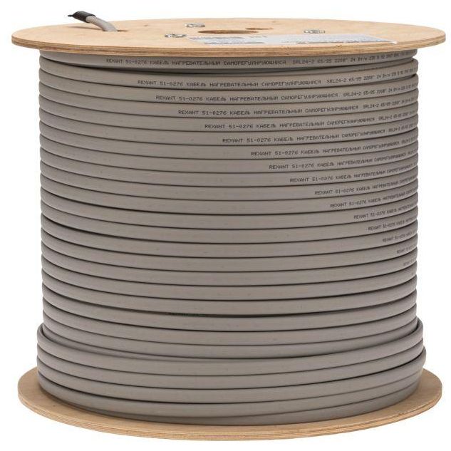 Кабель греющий (нагрев.) саморег. SRL24-2 неэкранированный 24Вт/м 0.9кв.мм/70м 300м Rexant 51-0276