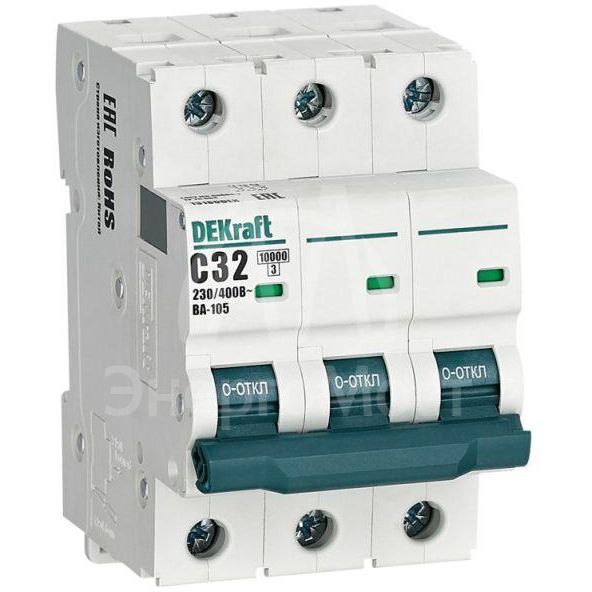 Выключатель автоматический модульный 3п C 32А 10кА ВА-105 DEKraft 13180DEK