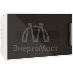 Щиток встраиваемый FRAME 18мод с тонированной дверцей с 2 шинами PEN на 8 и 10 отверст. бел. DKC F18B1WD