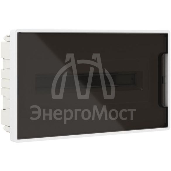Щиток встраиваемый FRAME 18мод с тонированной дверцей с 2 шинами PEN на 8 и 10 отверст. бел. DKC F18B1WD