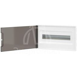 Щиток встраиваемый FRAME 18мод с тонированной дверцей с 2 шинами PEN на 8 и 10 отверст. бел. DKC F18B1WD