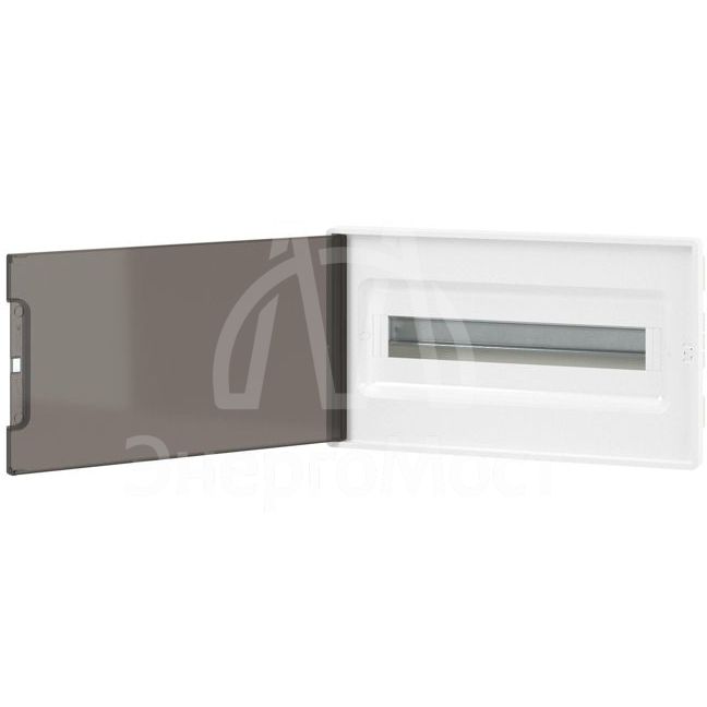 Щиток встраиваемый FRAME 18мод с тонированной дверцей с 2 шинами PEN на 8 и 10 отверст. бел. DKC F18B1WD