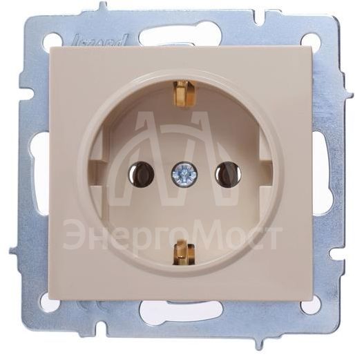 Розетка 1-м СП Vesna с заземл. ПБТ механизм крем. LEZARD 742-0388-122B