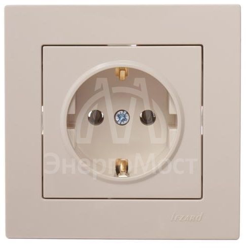 Розетка 1-м СП Vesna с заземл. ПБТ механизм крем. LEZARD 742-0388-122B