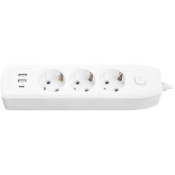 Удлинитель 3х5м с заземл. 10А IP20 90 840 OPE-USB-03-500-ESC-3x1 USB 2xType-A + Type-C с кнопкой ОНЛАЙТ 90840