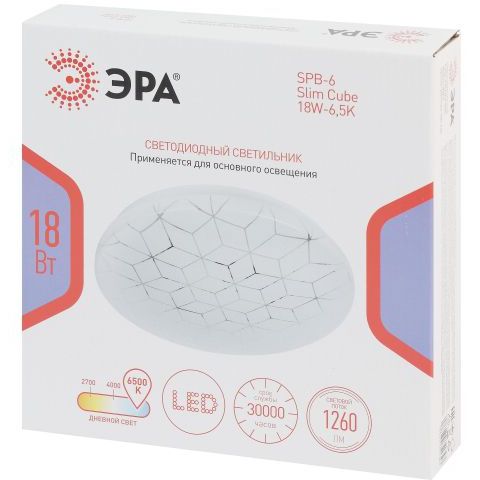 Светильник светодиодный SPB-6 Slim Cube 18W-6.5K 18Вт 6500К IP20 1260лм без ДУ Эра Б0071116