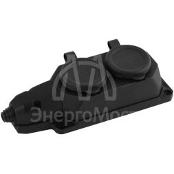Колодка 2-м с заземл. 16А IP44 K-2e-B-IP44 каучук черн. Эра Б0044544