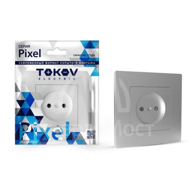 Розетка 1-м СП Pixel 16А IP20 без заземл. в сборе алюм. TOKOV ELECTRIC TKE-PX-R1F-C03