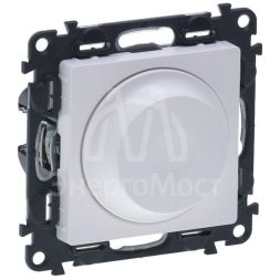 Механизм светорегулятора универсальный Valena Life с поворотной ручкой 300Вт без нейтрали с лиц. панелью бел. Leg 752460