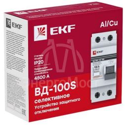 Выключатель дифференциального тока (УЗО) 2п 80А 300мА тип AC ВД-100 (электромех.) PROxima EKF elcb-2-80-300S-em-pro