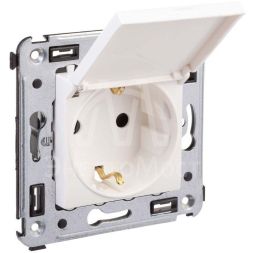 Розетка 3п 2P+E СП Avanti &amp;quot;Белое облако&amp;quot; с крышкой DKC 4400013