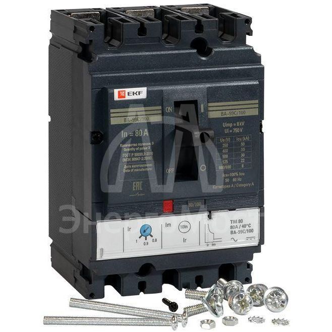 Выключатель автоматический 3п 100/80А 36кА ВА-99C Compact NS PROxima EKF mccb99C-100-80