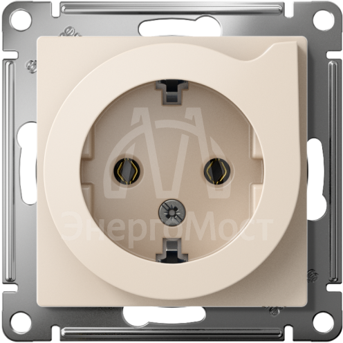 Механизм розетки 1-м СП AtlasDesign 16А с заземл. защ. шторки с выталк. беж. SchE ATN000247