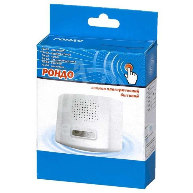 Звонок проводной Рондо электрон. гонг 220В 80-90дБА бел. Тритон РН-04